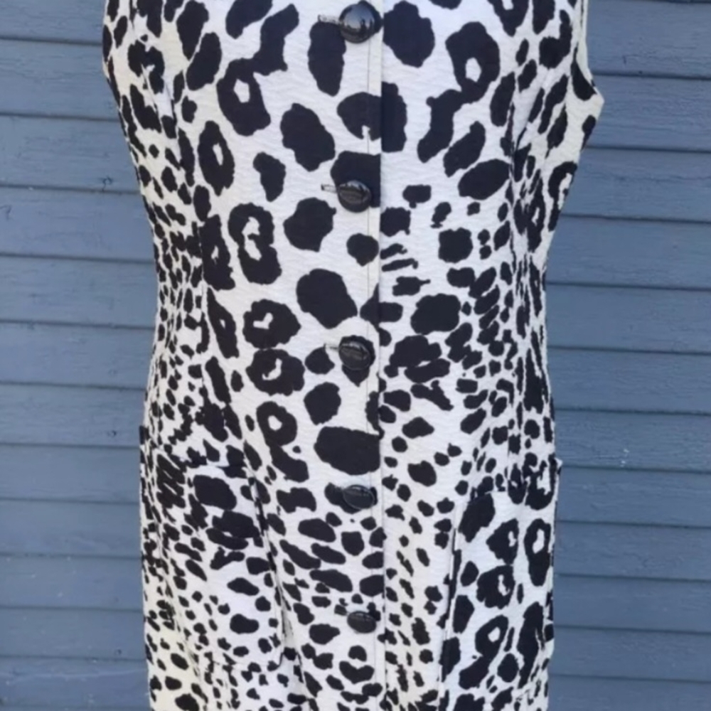 Vintage Sleeveless N.R.1 By Ned Gould Black and White Leopard Sleeveless Dress
